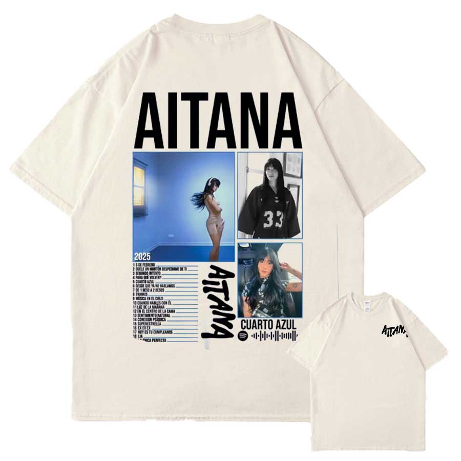 

Singer Aitana Cuarto Azul Tour Graphic T shirt for Unisex Women Hiphop Streetwear Oversized Tops 100 Cotton TShirt 09282 S