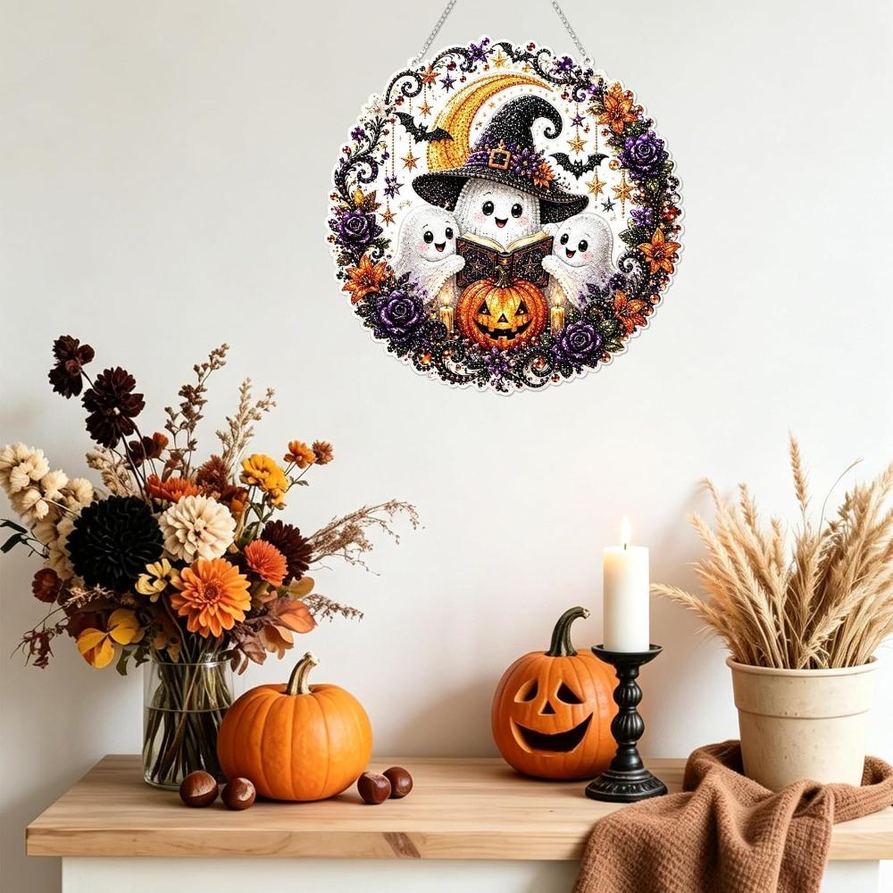 1 Set Acryl Halloween Diamantmalerei Hänge-Kits Kristall Diamantmalerei Schmuckstück Baumdekoration