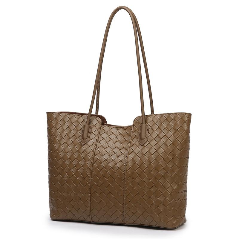 Woven Cowhide Women's Bags, Genuine Leather New Large-capacity Tote Bags, Casual Commuting Shoulder Handbags.
