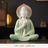 Free Pose Guan Yin Buddha Statue, White Ceramic Sitting Bodhisattva Sculpture, Serene Goddess of Mercy for Zen Home Temple Decor