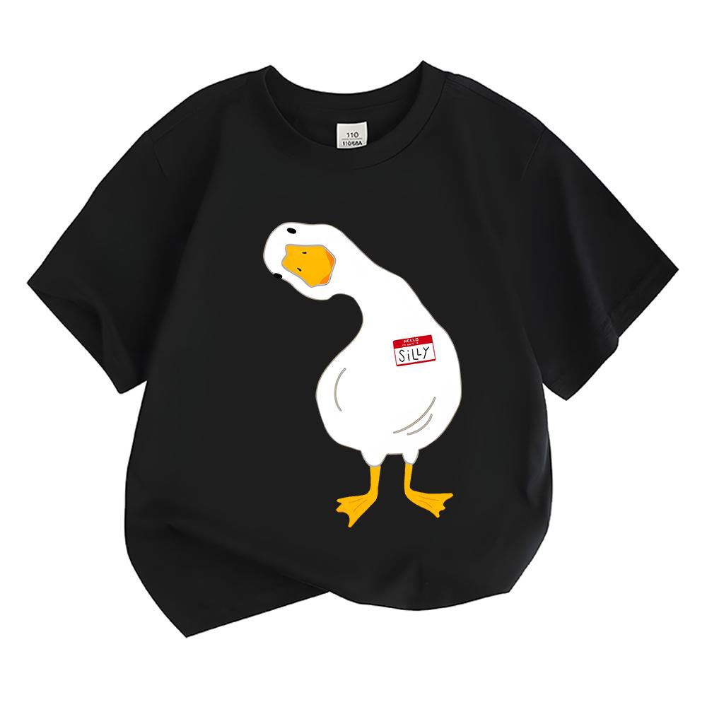 Funny Cartoon Quack Duck Printing Children T-shirt Summer Leisure Duck Kids Tshirt Soft Cotton Boys Girls Short Sleeve Tshirt