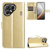 For TECNO Pova 7 5G PU Leather Case with Strap Crazy Horse Texture Phone Wallet Cover