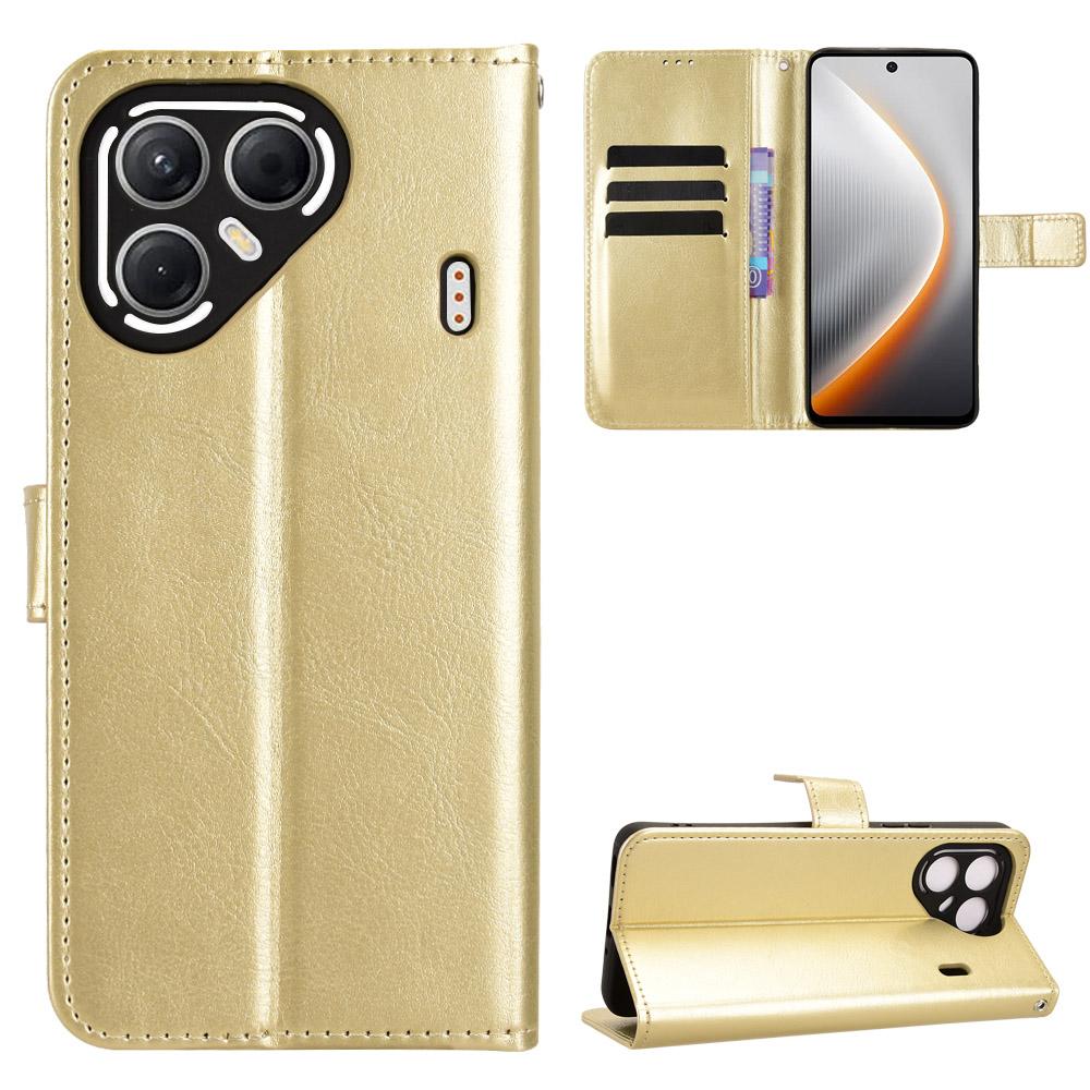 For TECNO Pova 7 5G PU Leather Case with Strap Crazy Horse Texture Phone Wallet Cover