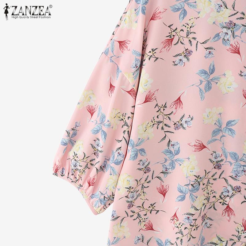 ZANZEA Blusa Estiva Casual da Donna a Girocollo a Maniche 3/4 Ampia con Stampa