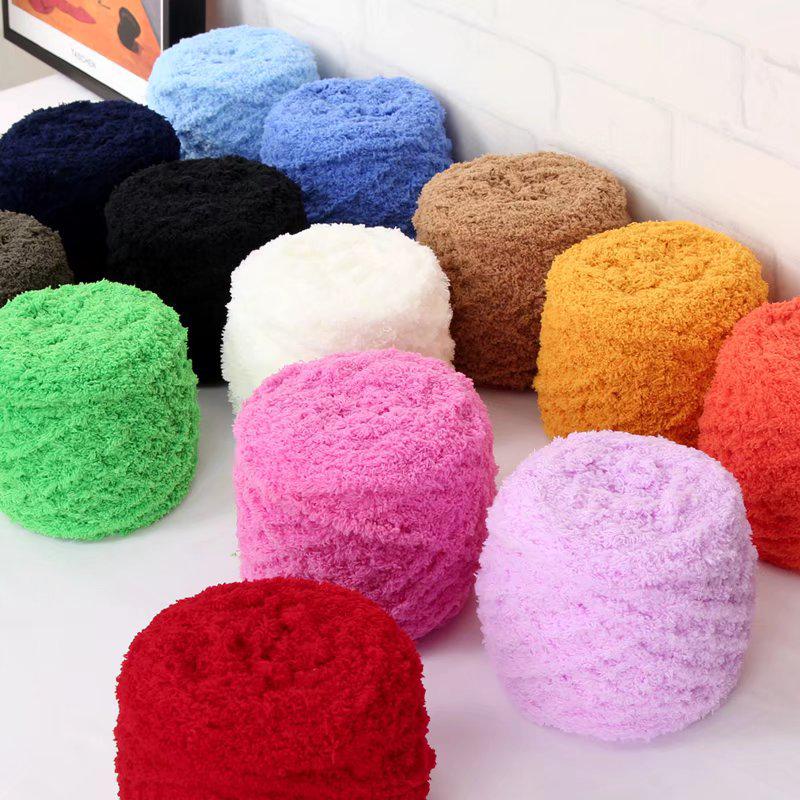 3-Strand Coral Fleece Towel Yarn - 2 Skeins for Hand-Knitted Children's Bag, Shoes, Hat, Scarf, Coat - Free Shipping