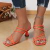Big Square Toe Mule Sandals Women 2025 Summer High Heel Slip On Dress Shoes Woman Black Straps Gladiator Sandalias Mujer