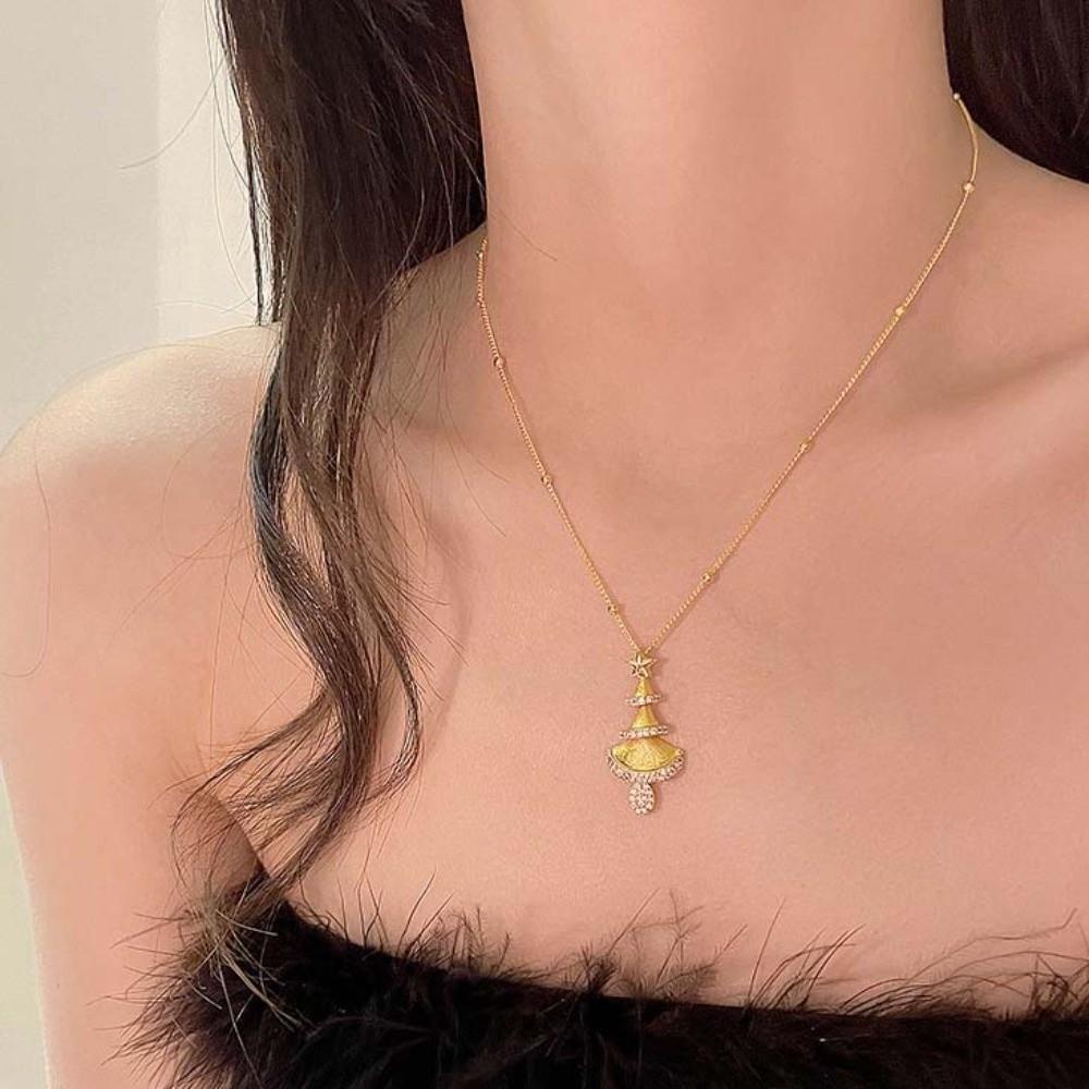 Chaîne Dorée à la Clavicule en Métal Brossé Pendentif de Cou Exquis Haut de Gamme Femmes