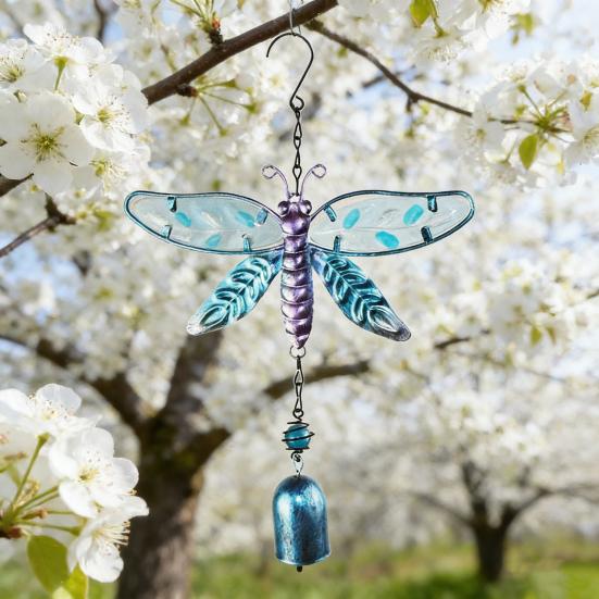 Wind Chimes for Outside Stained Glass Hummingbird/Dragonfly Wind Bell Hanging Ornament for Garden Patio Balcony Yard Window Decor Gifts for Women Mom