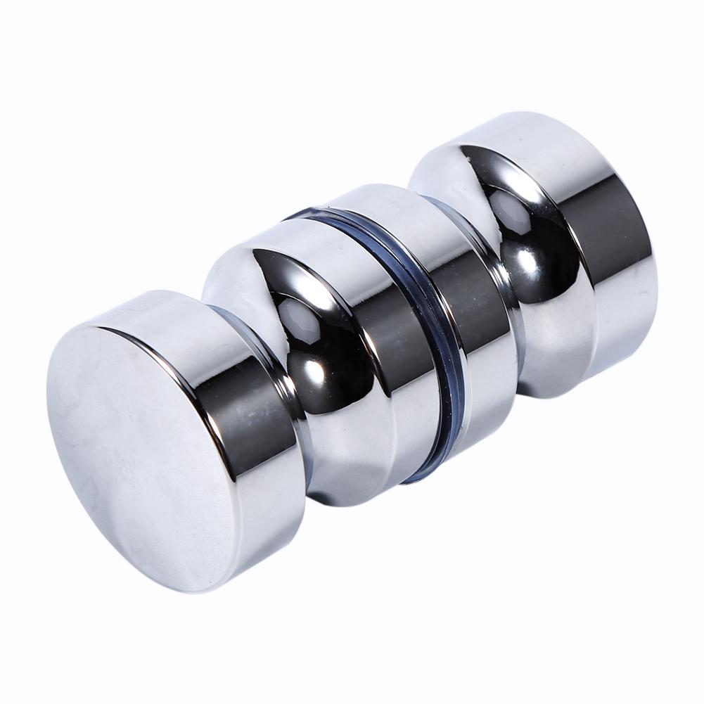 Door Handle Aluminum Alloy 1.1" Dia Single Glass Door Knob Bathroom Shower Cabinet Handle with Screw