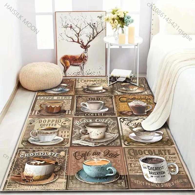 NEW! Living Room Bedroom Bedside Sofa Floor Mat 3D HD Various Flavors of Coffee Art Print Carpet Modern Home Decor Area Rug GIFT