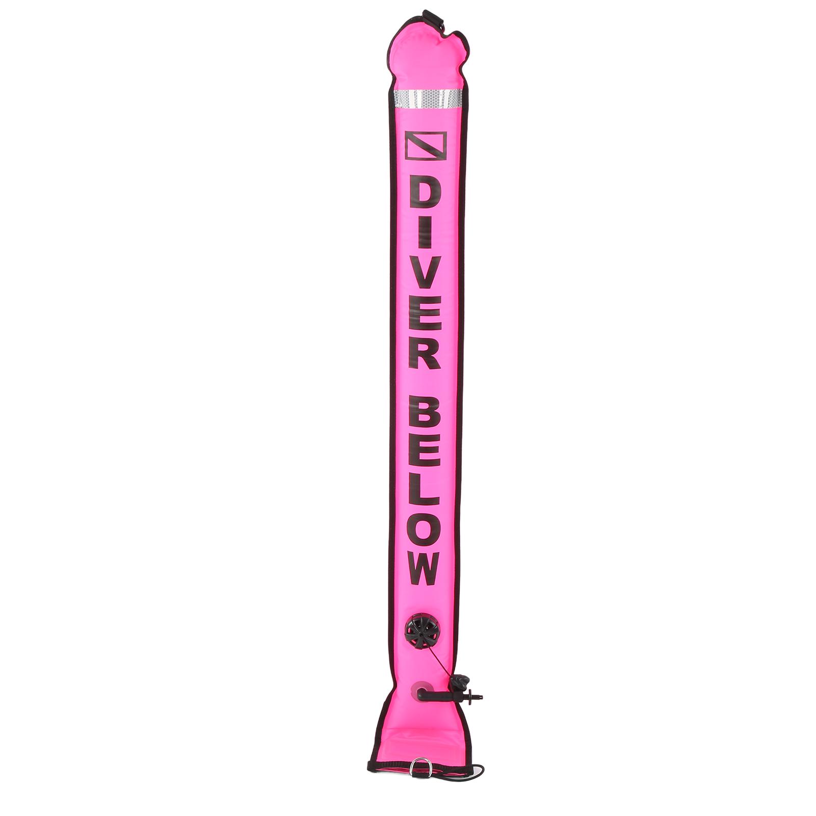 

120x15cm Scuba Diving Surface Marker Buoy High Visibility Inflatable Surface Marker Signal Tube Roseate