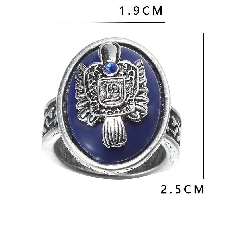 Hot The Vampire Diary Rings Caroline Damon Salvatore Stefan Cosplay Ring Props Cute Family Crest Badge Rings Gifts for Friends 8