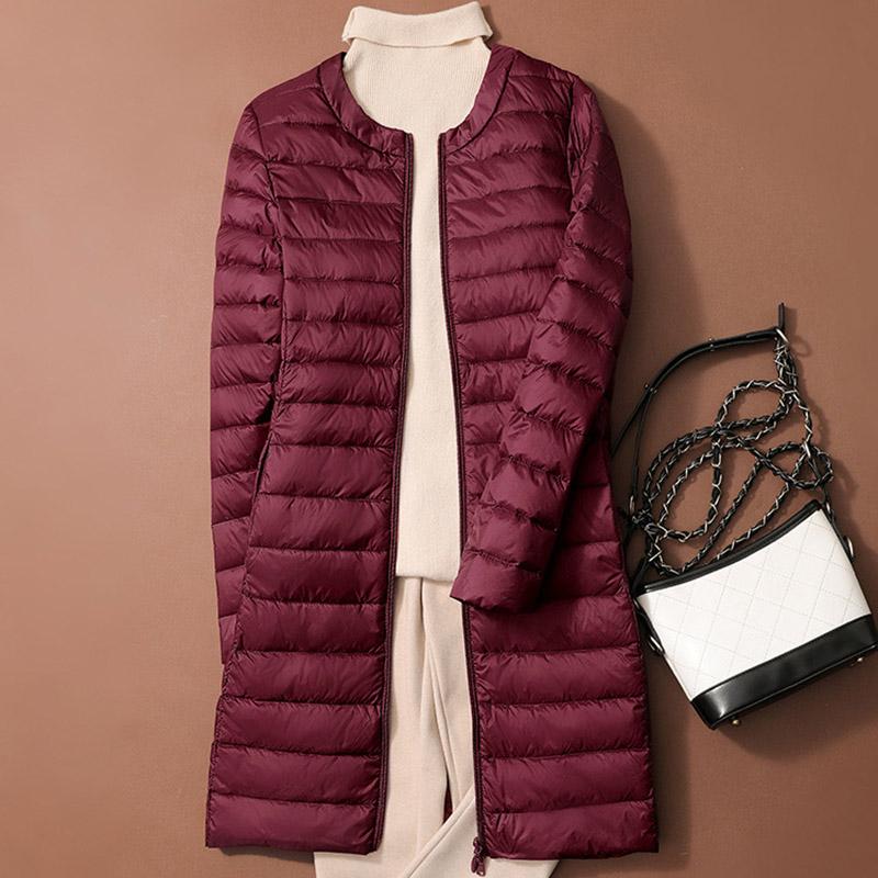 Winter Duck Down Jackets Women Long Ultra Light Coat Casual Slim Black Thin Autumn Parkas