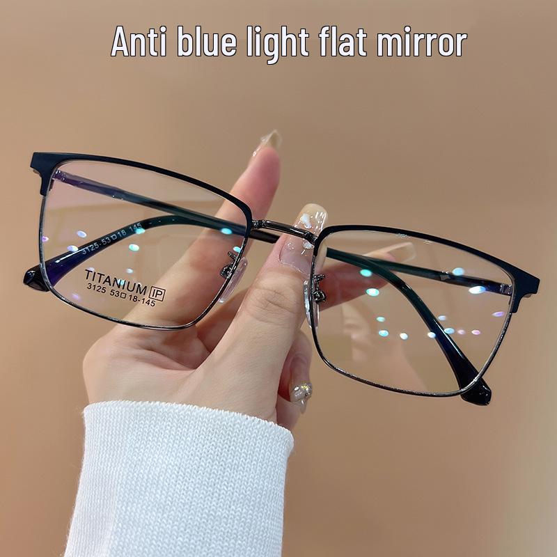 

3125 Men s Korean Semi-Rimless Eyeglasses: Trendy Bad Boy Frame with Option for Anti-Blue Light Myopia Lenses.