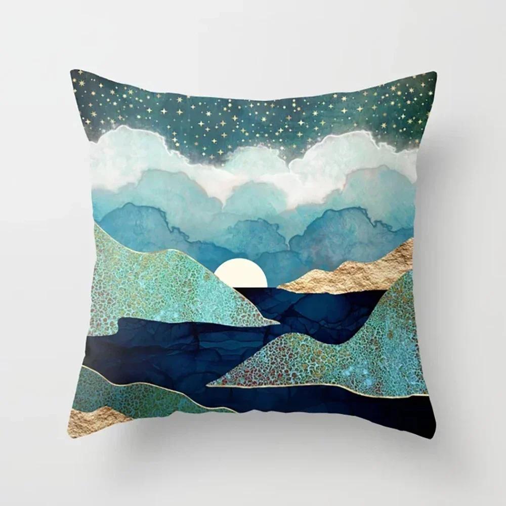 45X45Cm Beautiful Scenery Pillow Case For Sofa Soft Throw Cushion Cover Decor Vintage Landscape Painting Pillowcase