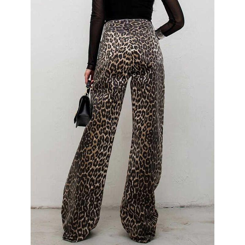 Leopard Print Casual Pants Fashion Sexy Street Style High Waist Straight-leg Leopard Print Casual Pants