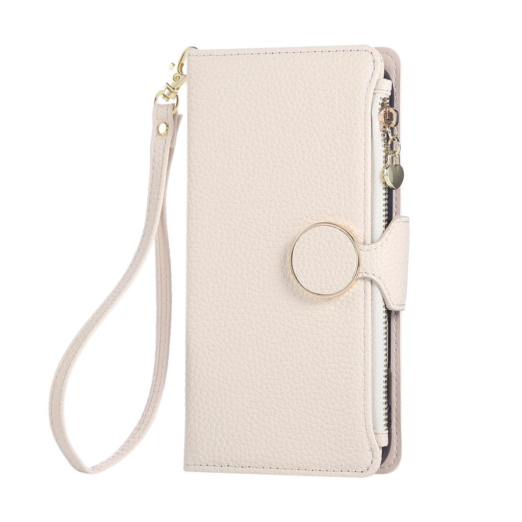 For Xiaomi 17 Case Zipper Wallet Leather Phone Cover with Wrist Strap