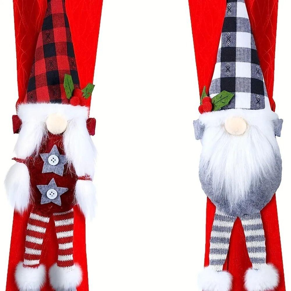 Simple Cartoon Christmas Curtain Buckle Cute Funny Dwarf Curtain Fastener Non-woven Faceless Curtain Tie Rope Home Ornaments