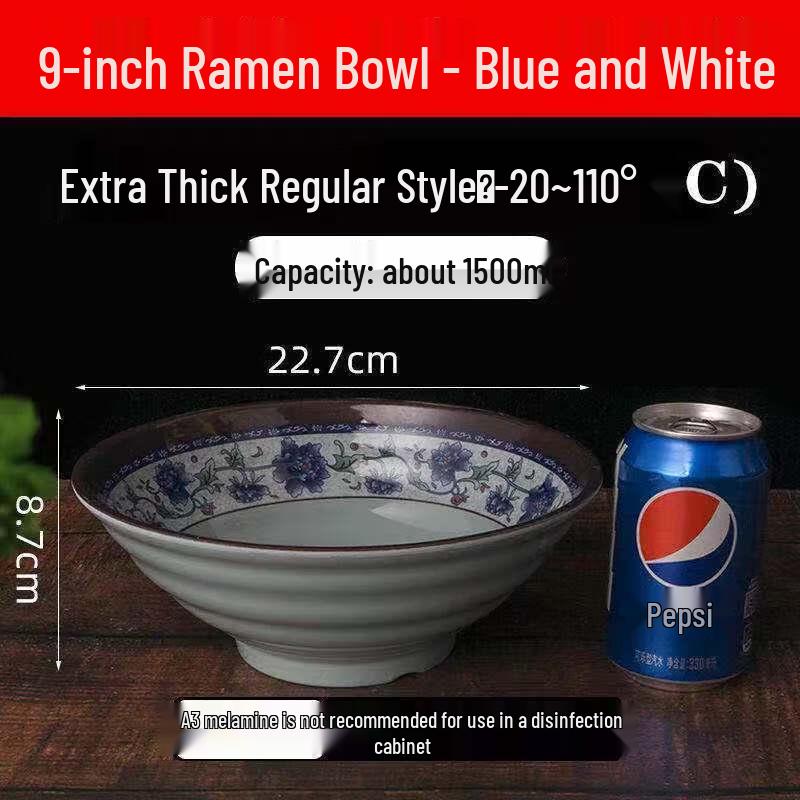 Melamine Blue Floral Noodle Bowls