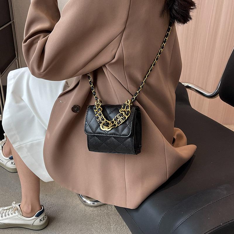 Fashion diamond check chain small bag for women 2025 new summer mini shoulder bag small square bag popular crossbody bag