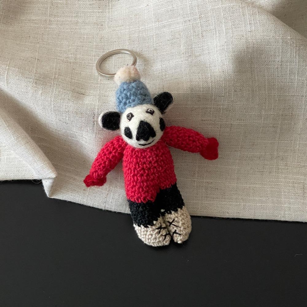 Rabbit Wool Felt Animal Pendant Little Pig Cartoon Keychain Cute Rabbit Keyring  Unisex