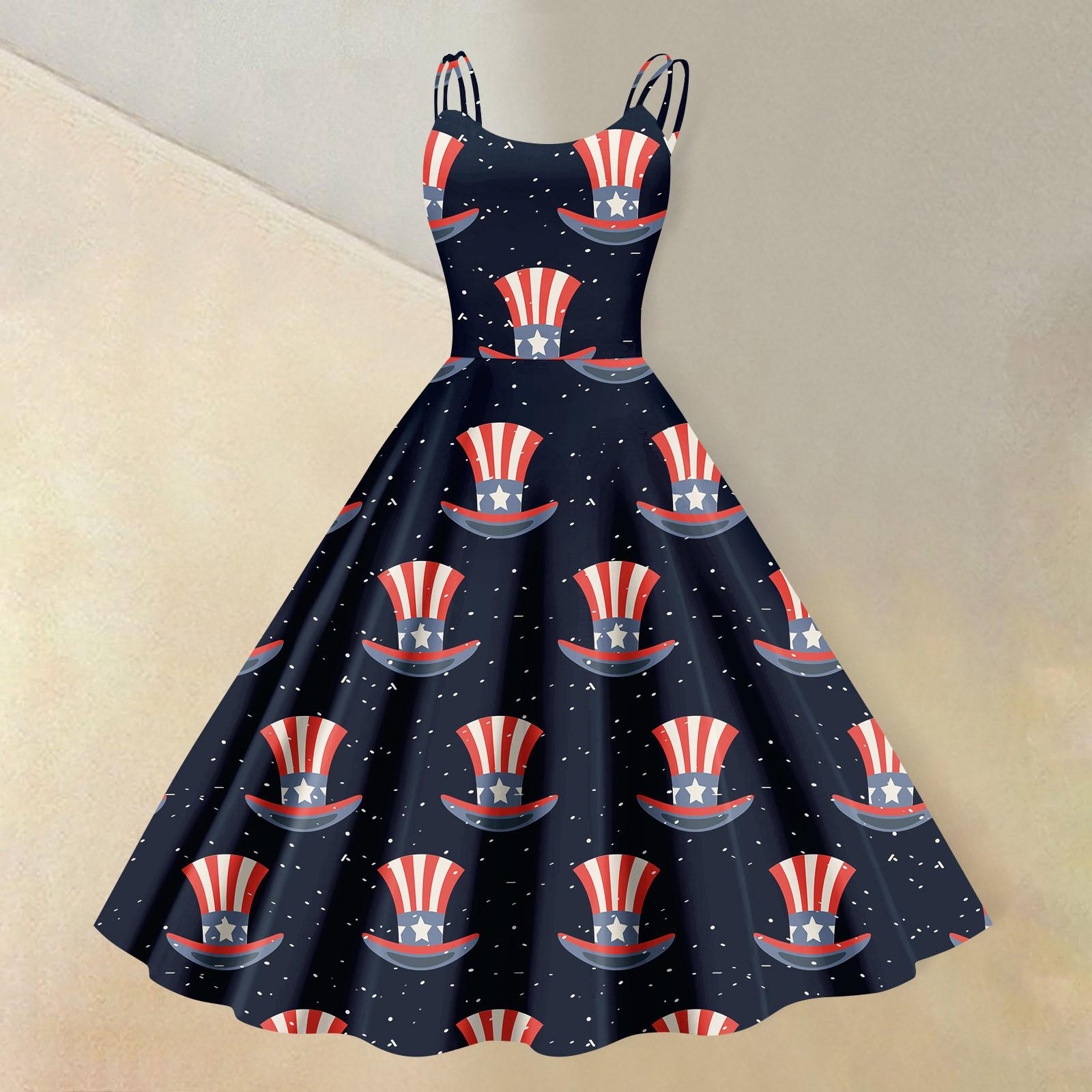 

Жіноча Повсякденна Мода Принт до Дня Незалежності Сексуальна Спідниця з Відкритими Плечима Панк Ретро XL