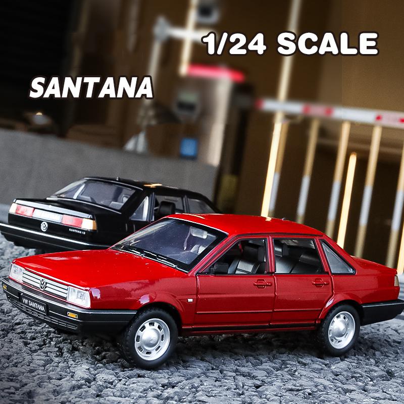 1/24 Scale Diecast Santana Alloy Classic Model Car Sound and Light Gift for Boyfriend Collection Hobbies Present with Kids