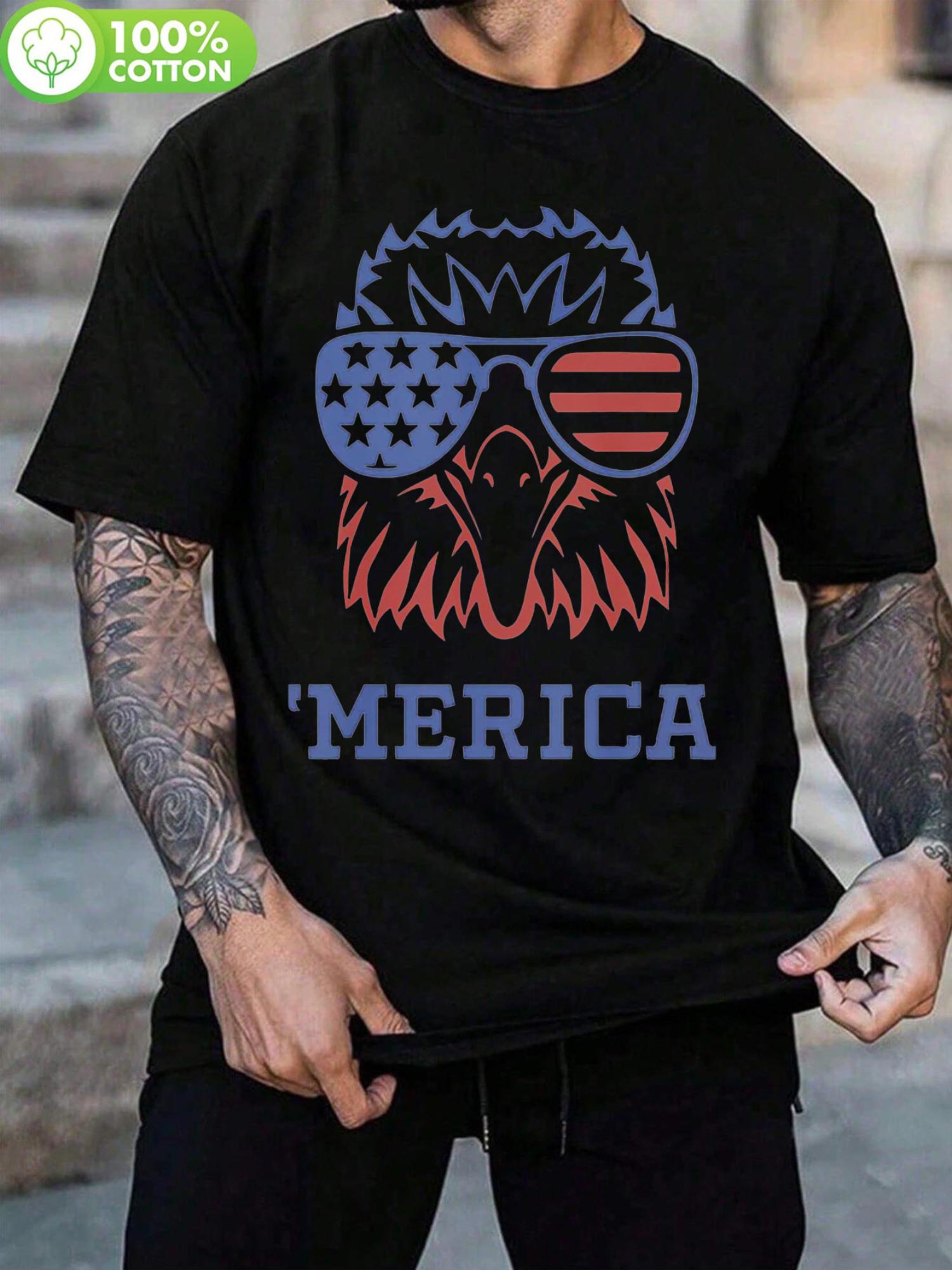 Big and Tall Patriotic Eagle American Flag Tshirt - 100% ... S