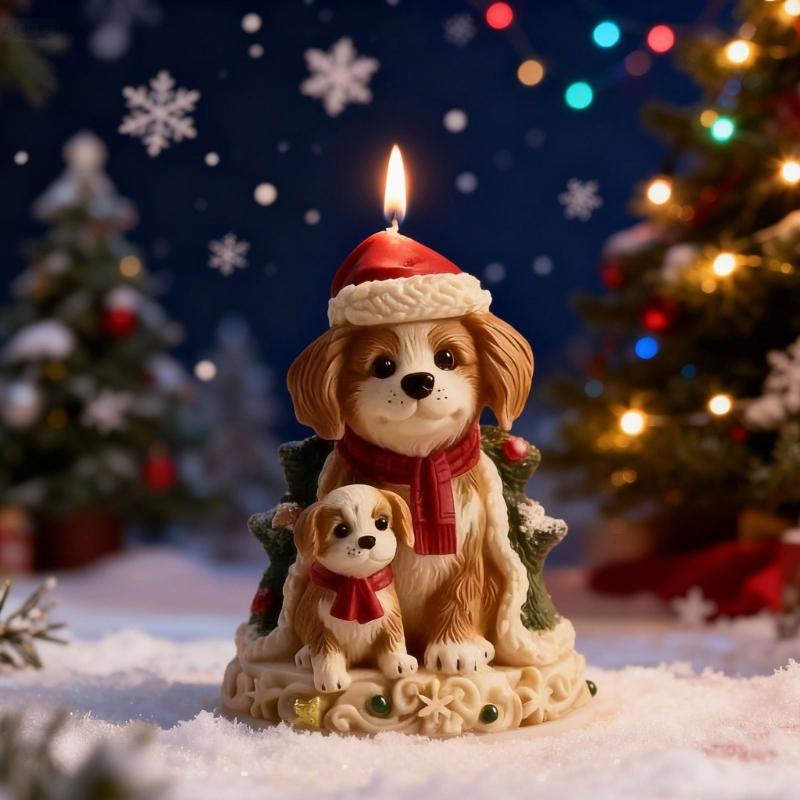 Christmas Candle Silicone Mould Dog Figurine Silicone Mold For Epoxy Resin Craft Handmade Candle Soap Chocolate Baking