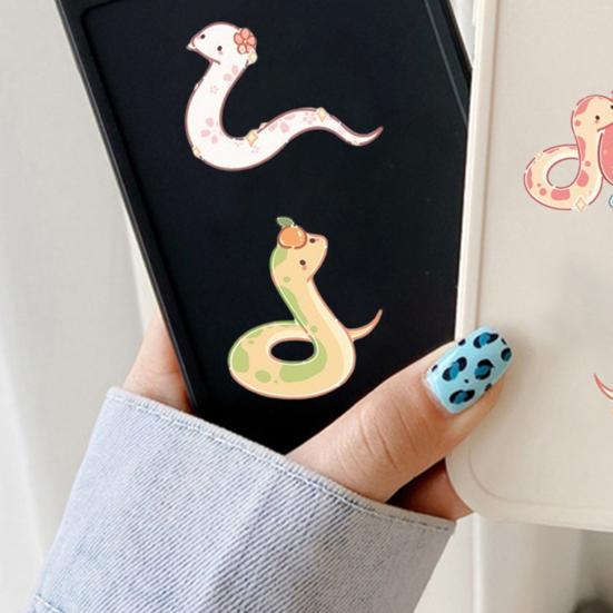 50Pcs Cartoon Stickers Various Lovely Snake Patterns Waterproof PVC Adhesive DIY Decoration Removable Suitcase Water Bottle Graffiti Stickers