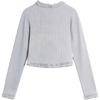 Li Ning X Sampu Rabbit Collaboration Sports Trend Series Solid Color Cardigan Fitted Long Sleeve Knit Top Women Tops Gray AWDU836-1