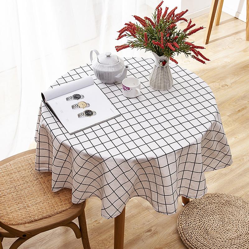 Polyester Cotton Imitation Linen Table Cloth Round Tablecloth Printed Fringed Tablecloth Cover Towel