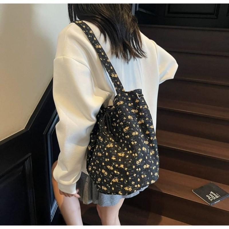 

Casual Large Bag Women s Floral Canvas Capacity Tote All-matching Commuting Shoulder 28x20x30 чорний