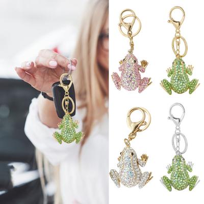 Portachiavi con ciondolo a forma di rana creativa, strass scintillanti, portachiavi per auto intarsiato, borsa con ciondolo, accessori portachiavi