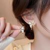 Korean Fashion Zircon Butterfly Stud Earrings for Women Elegant Sweet Metal CZ Wedding Party Jewelry Gifts