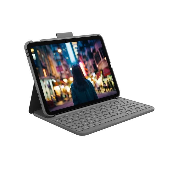 Housse Pour iPad - Logitech - Slim Folio - QWERTY Espagnol - Bluetooth - Gris
