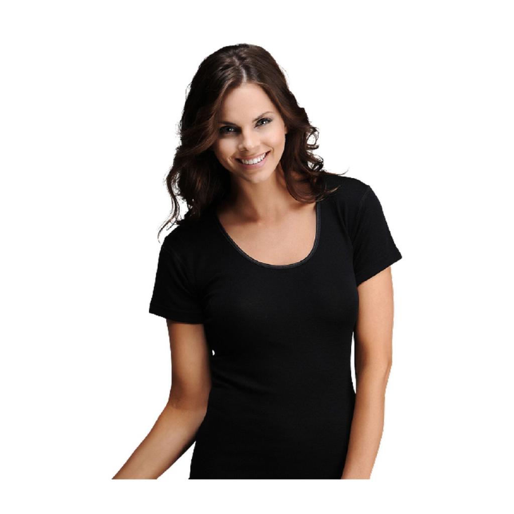 Black Color Short Sleeve Wool Undershirt