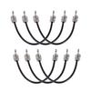 15cm/ 6in 30cm Guitar Effect Pedal Instrument Patch Cable 1/4" Silver Right-angle Plug Black PVC Jacket, 6-Pack