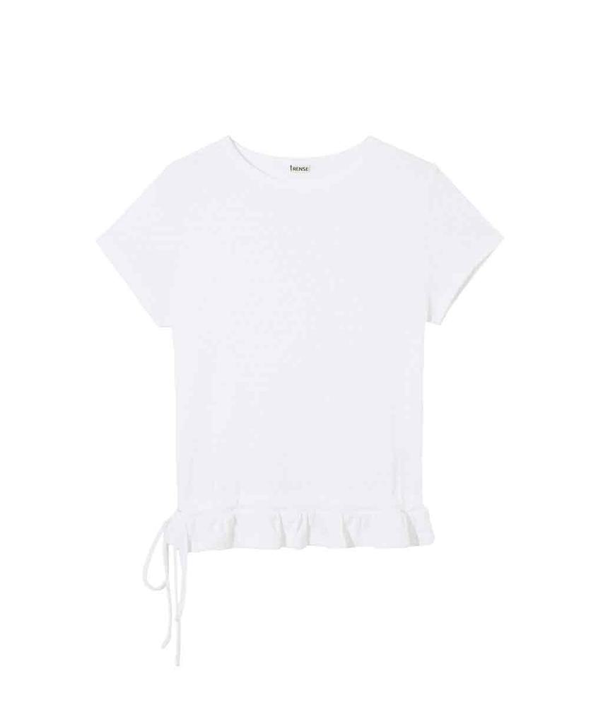 Lense Eyelet Frill Half T-Shirt White