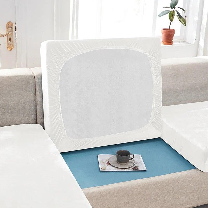 White Velvet Sofa Seat Cushion Cover Elastic for Living Room Corner Couch Cover Stretch Sofas Case Seat Slipcover 1/2/3/4 Seater