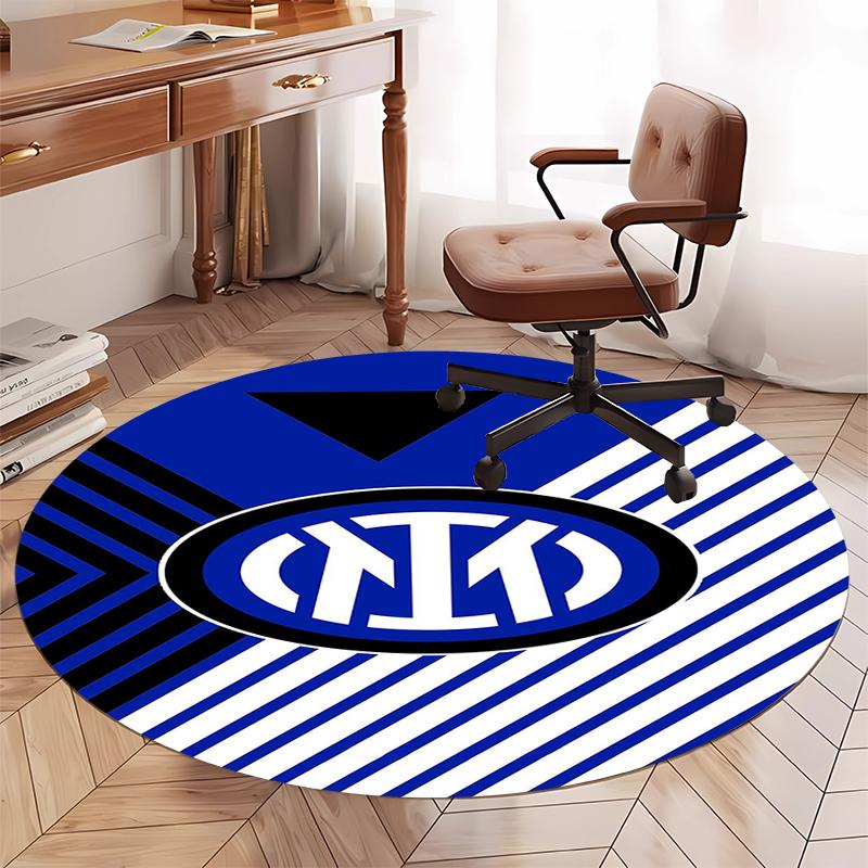 Tappeto Rotondo Stampato Inter Milan Tappeto per Sedia Tappeto per Area Tappeto per Ingresso Zerbini, per Sedia da Ufficio Soggiorno Camera da Letto Cucina.