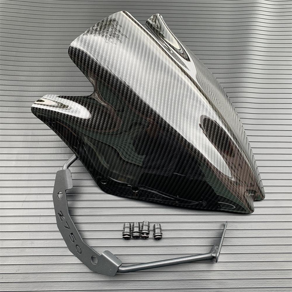 Karbonfaser-Muster Lackierung Windschutzscheibe Windschild Doppelt-Blase Für Kawasaki Z750 Z750R Z 750 2007 2008 2009 2010 2011