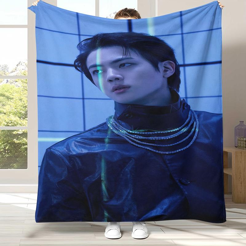 Kim Seok Jin Kpop B-BTS Flanelldecke, Ultraweiche Warme Plüschdecke für Zuhause Schlafzimmer Bett Sofa Abdeckung Büro Camping Picknick Geschenk