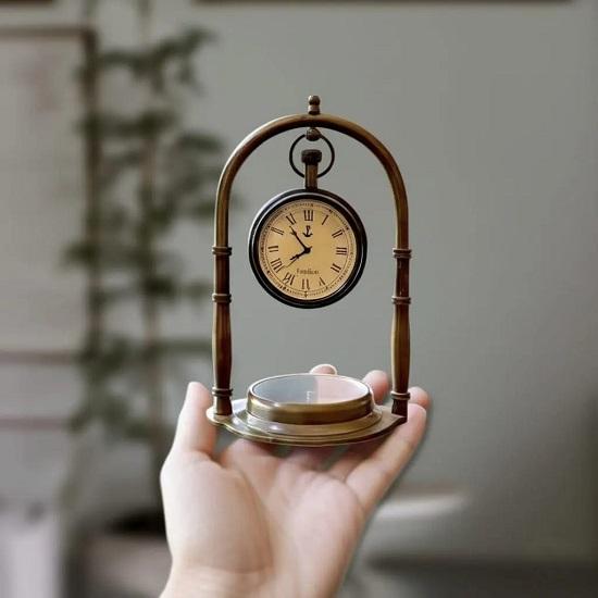 Table Clock with compass in Nautical table clock, Decor item, Table clock, Home decor, Compass clock
