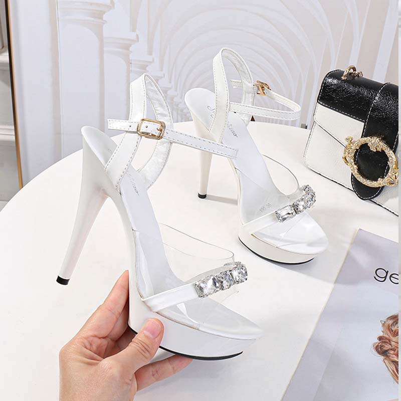 Frau Transparent Super High Heel Sommer Weibliche Wasserdichte Wasser Bohrer Sexy Fee Stiletto Sandalen 13 cm ferse 3 cm plattform von LFD