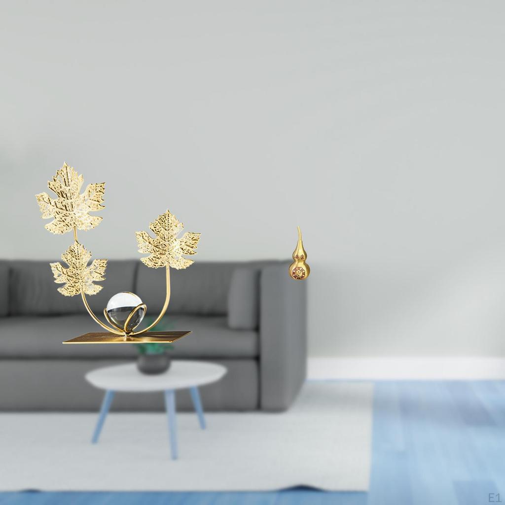 Leaves Statue Bookshelf Sculpture Brass Gourd Feng Shui Ornament Birthday Housewarming Gift Bedroom