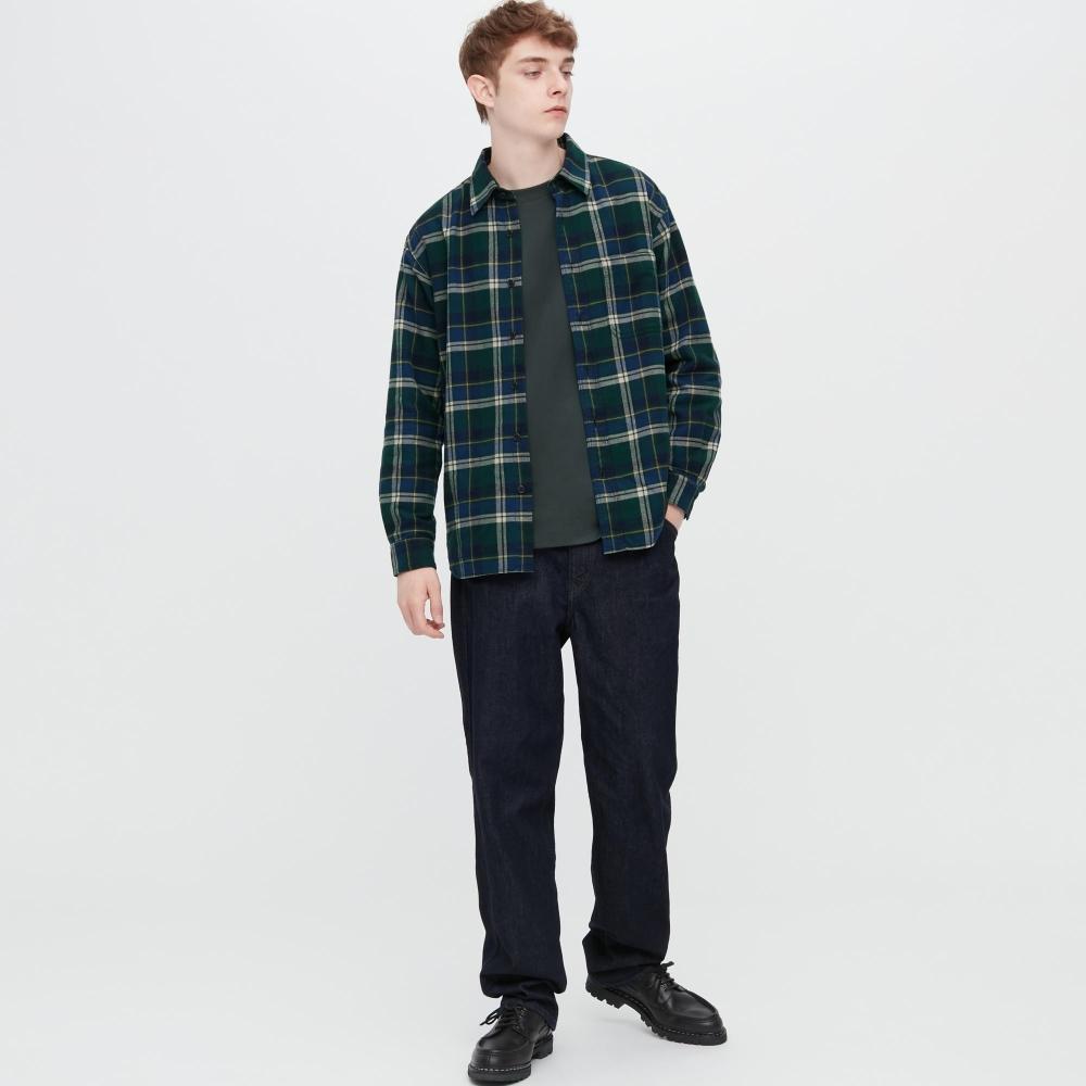 

UNIQLO JAPAN Фланелевая рубашка в клетку, стандартный воротник, длинные рукава