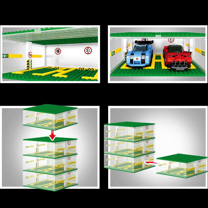 S5109 Ünlü Araba Dünyası 3D Otopark Depolama Ekran Kutusu Yapı Taşları çocuk oyuncakları Hediyeler Araba Modeli Koleksiyonu Oyuncak