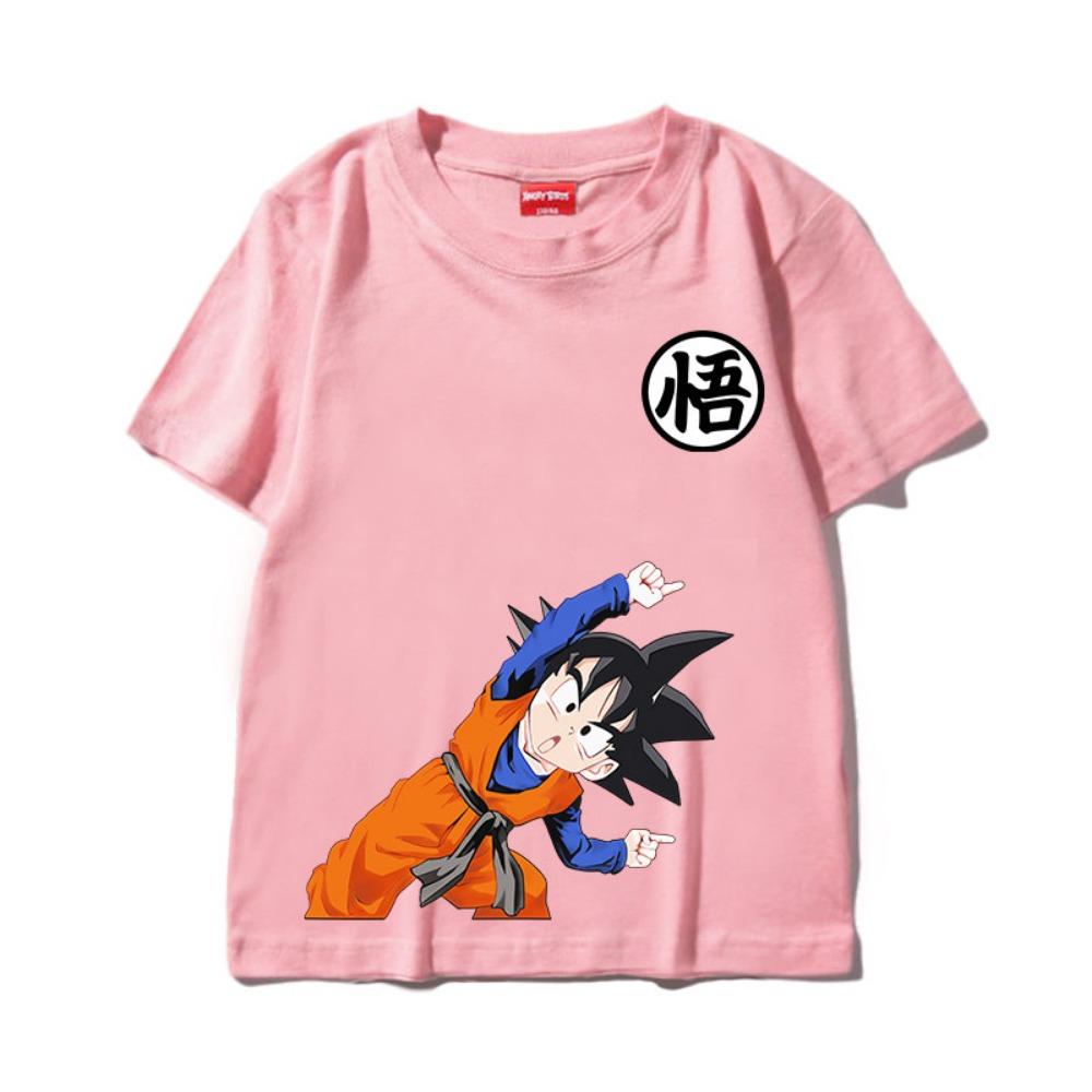 Boys, Girls and Adults Dragon Ball Goku Cartoon Short-sleeved T-shirt, Japanese Anime Fusion Children's Printed Trendy Top