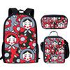Classic Popular Novelty Funny Russian Dolls 3D Print 3pcs/Set Pupil School Bags Laptop Daypack Backpack Lunch Bag Pencil Case